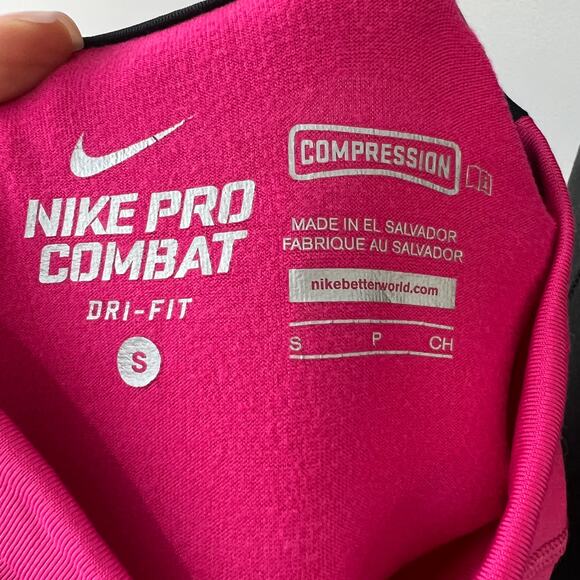 NIKE Pro Combat DRI-Fit Hyperwarm Compression Mock 2.0 Long Sleeve Top Pink S - Picture 9 of 10